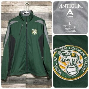 Antigua Oakland Athletics Jacket Women L Green Full Zip Hohokam Stadium Mesa AZ